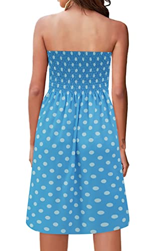 Image of Zyyfly Tube Top Dress Women Summer Beach Coverup Stretch Smocked Strapless Dress