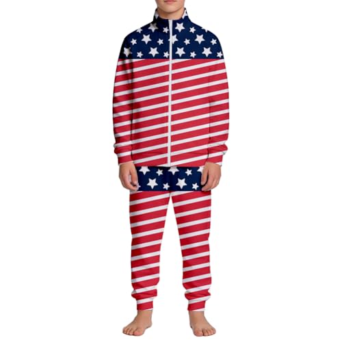 Image of Kids Two-Piece Classic Zippered Sports Jacket Set Sweatpants Jogging Teenager Sportswear Set