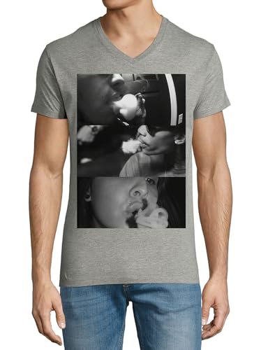 T-shirt col V gris en coton Inhale Smoking pour éviter les looks fades