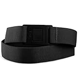 BELTAWAY Easily Adjustable Elastic Flat Buckle No Show Belts for Women – Stretch, Low Profile Design, Soft - Ideal for Jeans, Pants BLACK