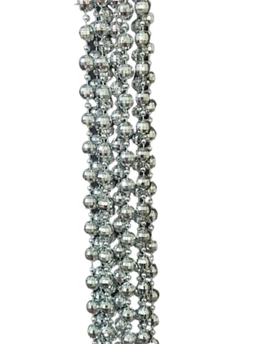 Generic Crystal & Beaded Chain Decorations - 100cm Silver Balls (Pack of 5) & Crystal Balls (12 Piece) Combo Pack - Christmas Ornaments