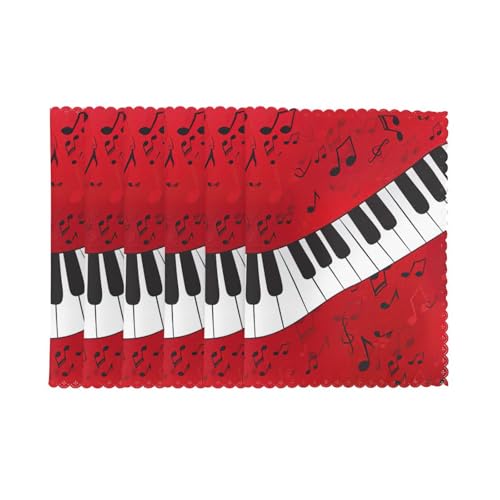 Set de table notes de musique en polyester lavable 30x45 cm lot de 6