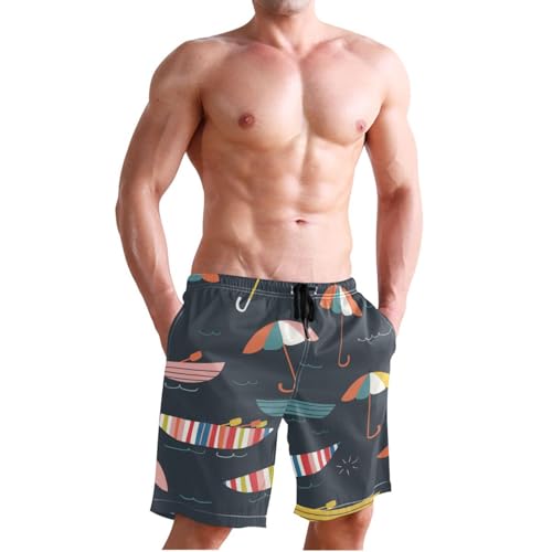 Short de plage rayé coloré extensible pour homme style décontracté - 4