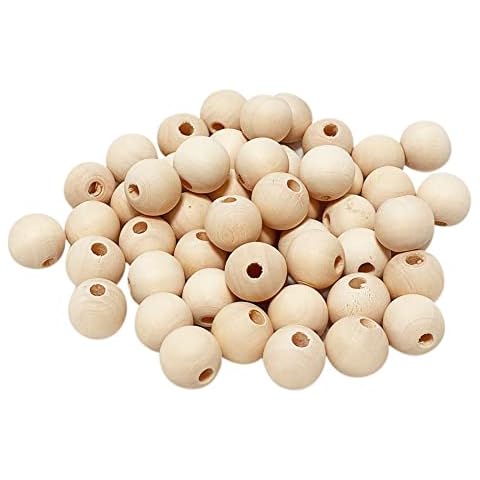 YAOTROOP 50 Pcs Large Wooden Beads 20mm Natural Round Wood Beads Loose Beads Untreated Wooden Balls, for Handmade Garlands Home Decorations Jewellery Making DIY Hand Crafts Cover