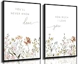 2 Pcs Wildflower Nursery Wall Art Flower Botanical Sentence Poster Painting Picture Wall Decor Boho Girl Nurseries PrintArtwork for Nursery Baby Room Living Room Bedroom Home Decoration