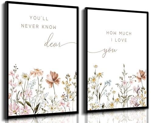 Image of 2 Pcs Wildflower Nursery Wall Art Flower Botanical Sentence Poster Painting Picture Wall Decor Boho Girl Nurseries PrintArtwork for Nursery Baby Room Living Room Bedroom Home Decoration