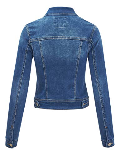 FASHION BOOMY Women's Classic Denim Jean Jacket - Cropped Long Sleeve Outerwear - Regular and Plus Sizes 3X Med_Denim