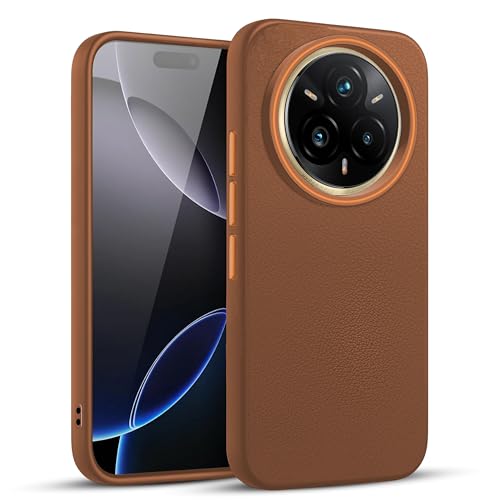 V-TAN Leather Textured | TPU Back Cover Case Compatible with Realme 14 Pro 5G (Brown)