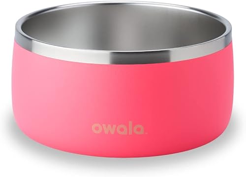 Owala Pet Bowl - Acero inoxidable - 48 onzas - Rosa (Hyper Flamingo)