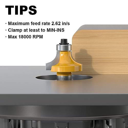 Image of Roundover Router Bit 1 /2 Shank, 3 /8 inch Radius Round Over Router Bits, Router Bits Round Over for Edging Forming Rounding Woodworking Cutter