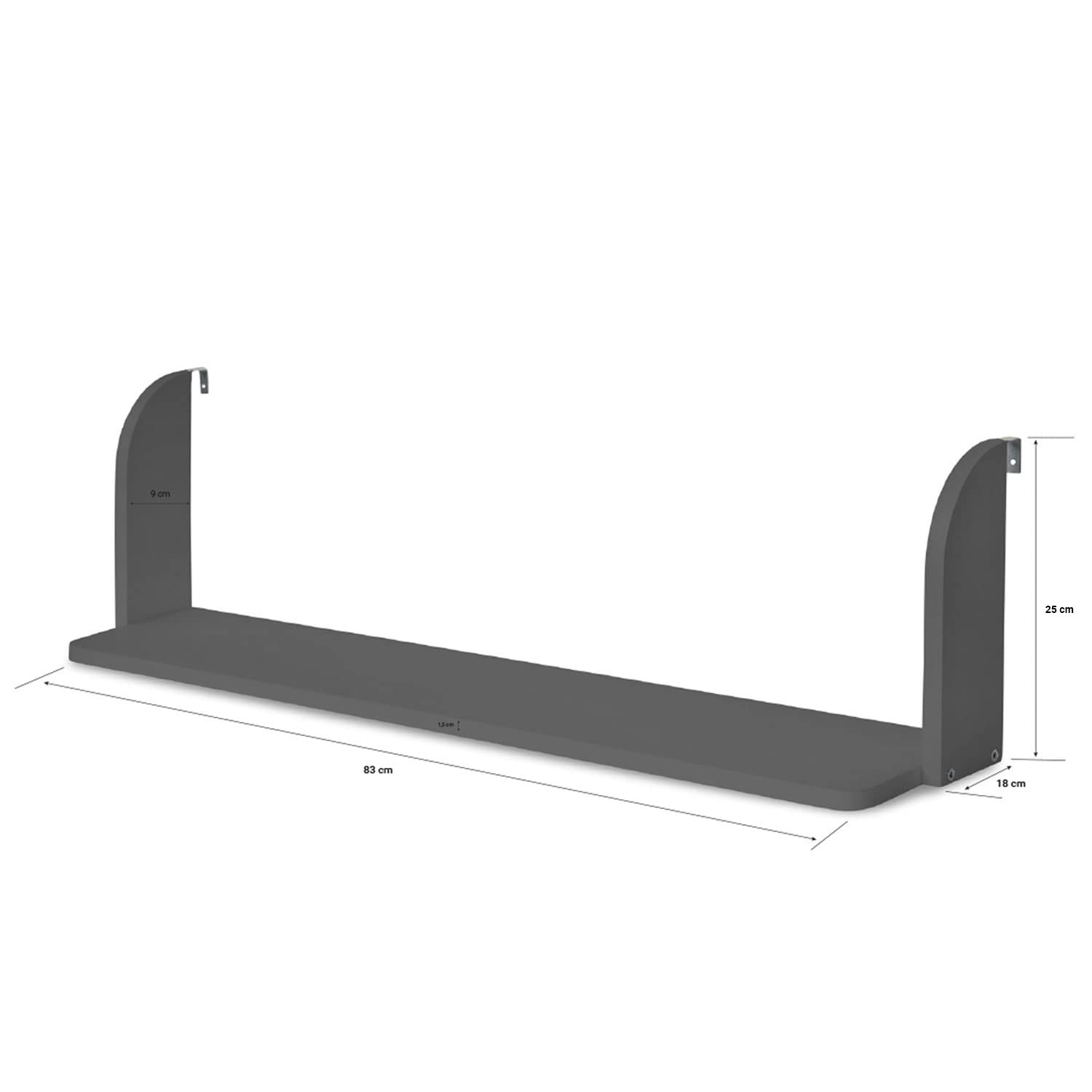Homestyle4u Einhängeregal für Hochbett & Etagenbett, Grau, Holzregal | Praktisches Hängeregal aus Kiefernholz - 83x18x25 cm - Ideal als Ablage für Kinderzimmer, Bücher und Spielzeug