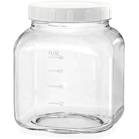 Large Glass Jars 102 oz Wide Mouth Gallon Mason Jars with Airtight Lid, Durable Glass Food Storage Jars, Clear Quart Mason Jars For Canning, Fermenting, Pickling, Storing Cover