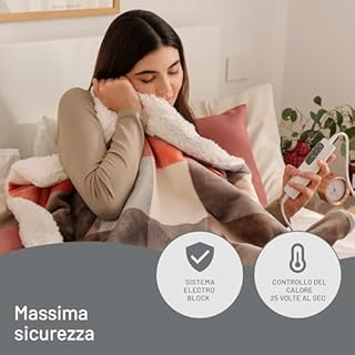 Imetec CaldoPlaid Tartan Festival, Plaid riscaldabile, Morbida coperta elettrica 160x120 cm, Basso consumo, Tecnologia adapto, Dispositivo di sicurezza, Rapido riscaldamento, 6 temperature, Lavabile