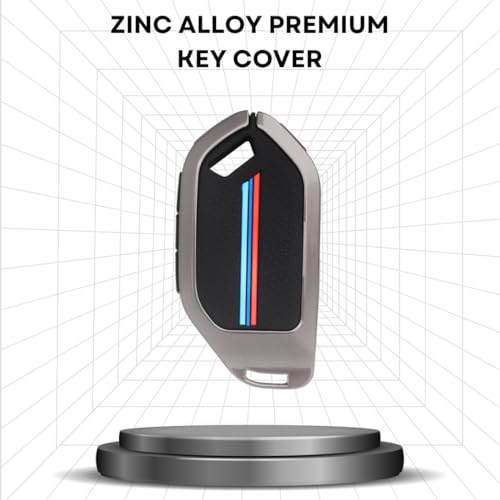 Image of KEYCEPT Metal Alloy Key Cover Compatible for Kia Syros, EV6, EV9 Seltos 2026 4 Button smart Key with Keychain (Long Keychain).