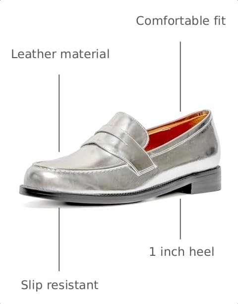 Image of ONEENO Women's Classic Flat Leather Penny Loafer