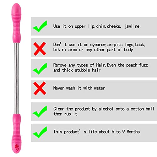 Kapmore Facial Hair Removal For Women,Spring Facial Hair Remover Eyebrow Razors Beveled Tweezers Threading Hair Removal Tool To Remove Hair On The Upper Lip, Chin, Cheeks, And Neck(Pink) #TOP5