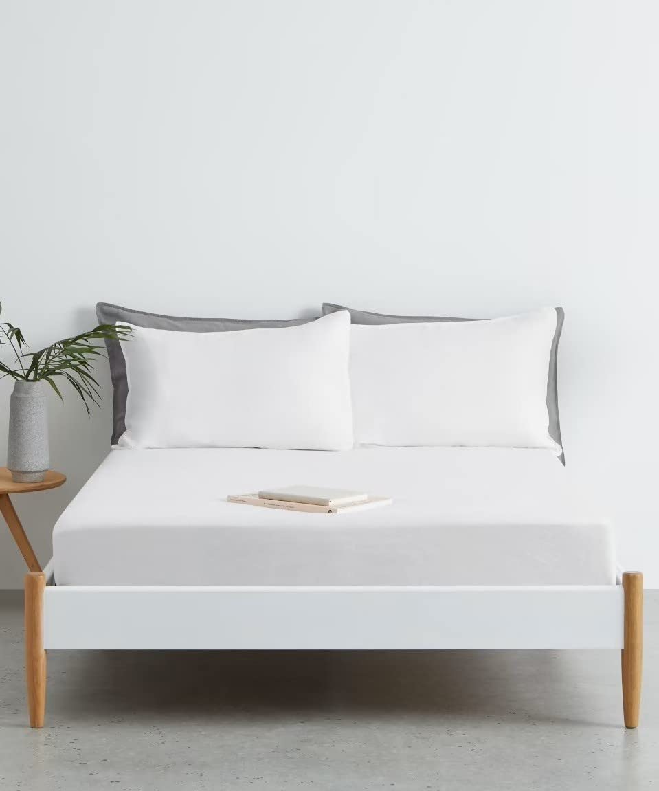 30cm Extra Deep Pocket King Size Bed Fitted Sheet 100% Egyptian Cotton Bedsheet 200 Thread Count Breathable Fade Resistant Bottom White Grey Pink Bed Sheets (King, White)