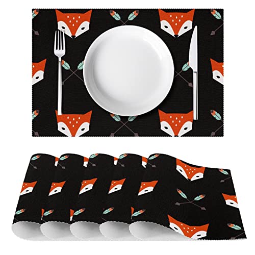 Set de table lavable motif flèche de renards Oxford noir - 3