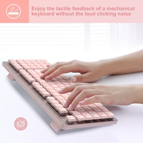 LeadsaiL FA98 Low-Profile Wireless Mechanical Keyboard and Mouse Set, 2.4G Wireless and Comfort Semi-quiet Typing, 98-Key Compact Slim 96% Keyboard for Windows/MacOS PC Laptop -Pink - Image 4