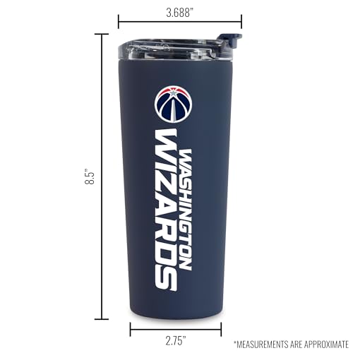 Image of Rico Industries NBA Basketball Washington Wizards Navy 24oz Stainless Steel Tumbler with Lid and Dual Functioning Lid