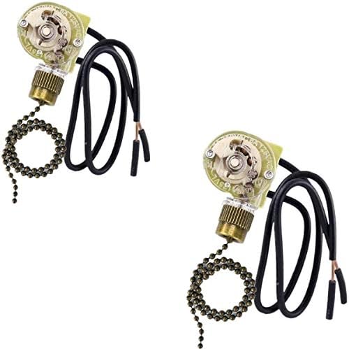 Ceiling Fan Light Switch ZE-109 Fan Light Switch, On-Off Speed with Pull Chain Compatible with Ceiling Light Fans, Lamps and Wall Lights(2 pcs Bronze)