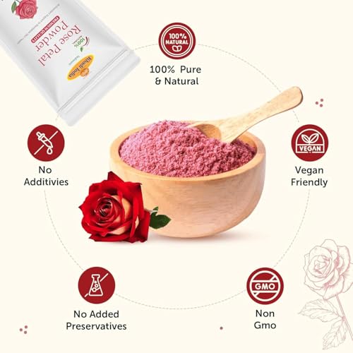 Image of Khadi 100% Pure & Organic Rose Powder (Rosa centifolia) - Natural Herbal Powder for Glowing Skin, Even Tone & Soothing Face Packs - 200g