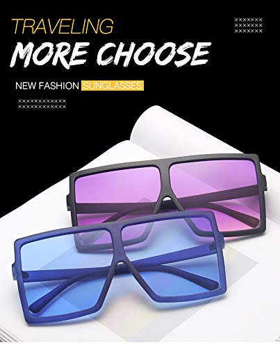 Fashion Designer Women Sunglasses Oversized Flat Top Square Frame Retro Gradient Lens3