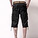 Sinzelimin Men's Short Cargo Pants Fashion Solid Color Multiple Pockets Loose Comfy Dressy Casual Workwear Crop Trouser Black Large