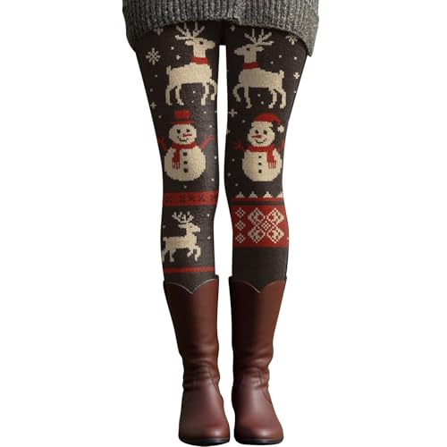 Leggings térmicos de Navidad para mujer, leggings térmicos de Navidad, con impresión 3D, leggins de invierno, renos navideños, leggings deportivos cálidos de invierno, elásticos, térmicos, gris, M