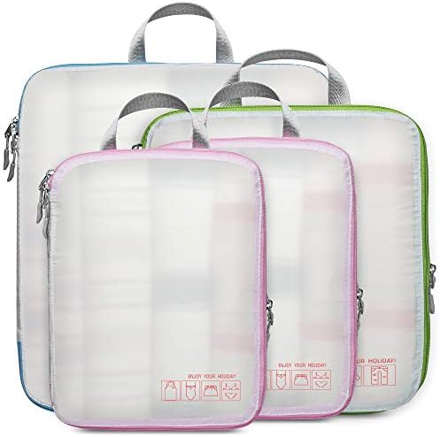 Packing Cubes for Travel, Packism 4 Set Compression Expandable Packing Bag Organizer with Handle
