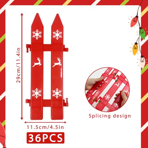 Christmas Tree Fence, 36 Pieces Plastic Picket Fence Decorative Border Small Garden Picket Fence Panels for Christmas Tree Wedding Party Garden Home Decorations - Thumbnail 2