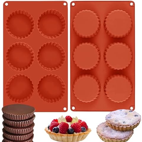 Silicone Whoopie Pie Baking Pans Non-stick 3" Muffin Top Pan 6 Cavities Round Silicone Baking Mold for Corn Bread, Muffins (2 Pack Silicone Cake Mold(Lace)) Cover