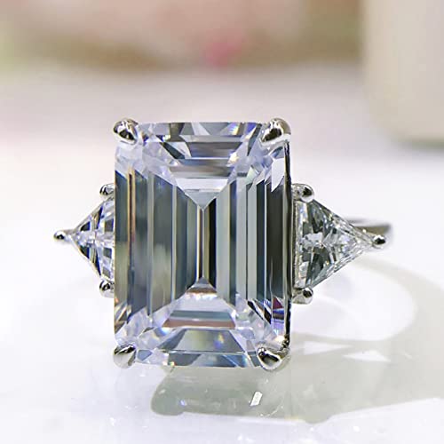 Anneau en diamant de carbone carré 14mm en argent 925 pour mariée moderne