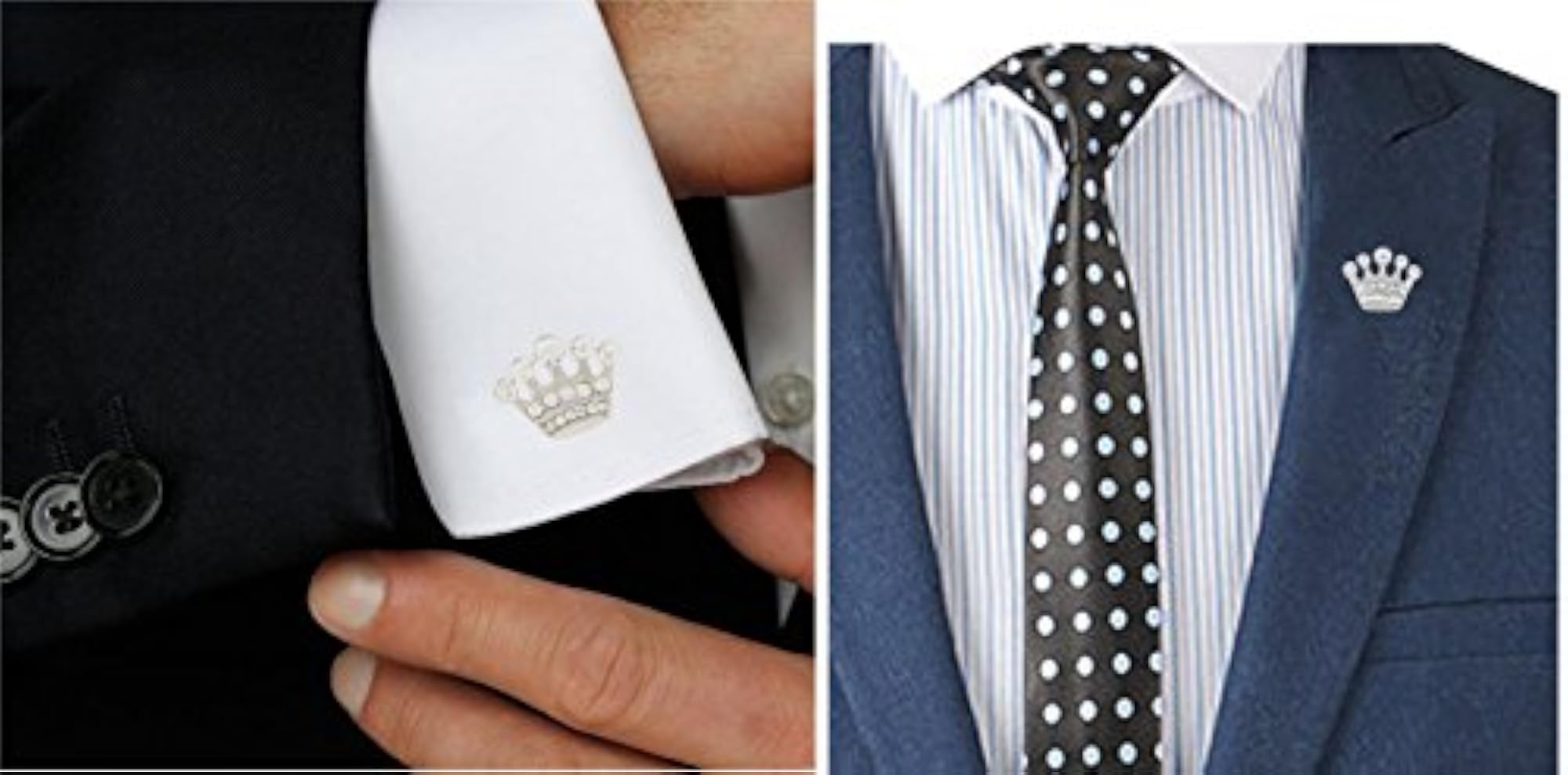 Men's Silver Cufflinks & Tie Tack Pin Set, Elegant Gift