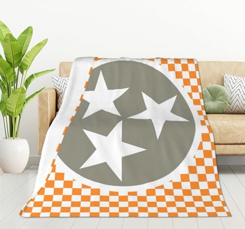 HGOD DESIGNS Tennessee Throw Blanket Ultra Soft Warm All Season Tennessee Orange Grey Star Flag Decorative Fleece Blankets for Bed Chair Car Sofa Couch Bedroom 50X60