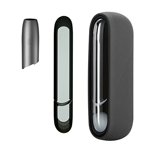 Protective-Cases-for-IQOS-30-DuoCapCaseSide-3-in-1Silicone-PC-Side-Cover-For-Electronic-CigaretteDecoration-Replaceable-Accessories-Set-black