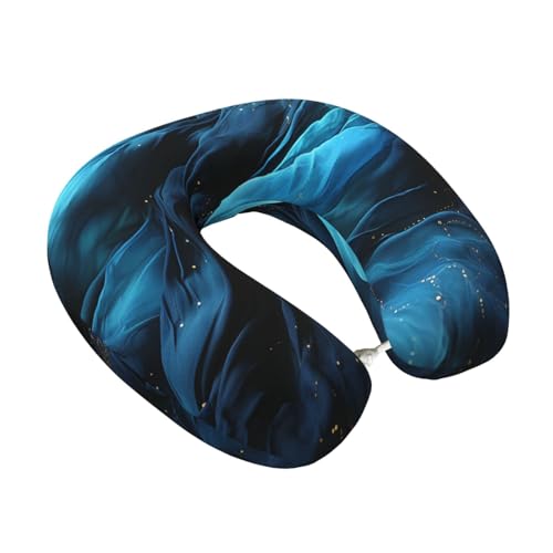 Almohada de viaje de espuma viscoelástica en U azul miniatura 6