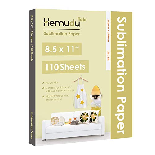 Hemudu Tale Sublimation Paper 8.5X11’’for Personalized Tumblers Mugs T-Shirts Light Fabric and Other Sublimation Blanks,Work with Sublimation Ink and Inkjet Printers 110 Sheets,126gsm