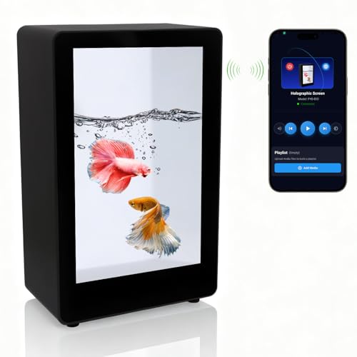 WeADS Portable 3D Holographic Digital Signage Display Cabinet,Glasses-Free 3D Virtual Advertising Machine with Android 11 for Luxury Retail, Fashion & Car Exhibits (Black)