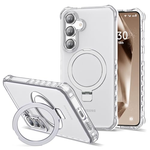 JQRZAOAK Compatible with Samsung Galaxy S24 Plus Case & Samsung Galaxy S25 Plus Case 6.7'' Cute Wavy Frame with Stand [Compatible with Mag-Safe] Phone Case for S24 Plus & S25 Plus，Translucent