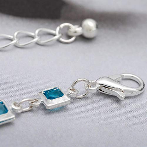 Jovono Boho Crystal Anklets Blue Fashion Anklet Bracelets Beach Foot Jewelry For Women And Girls (Silver) #TOP5