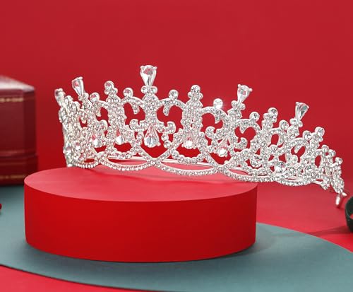 Lovelyshop Diadème de mariage floral en cristal royal pour femme en fête, Large, metal – vue 6