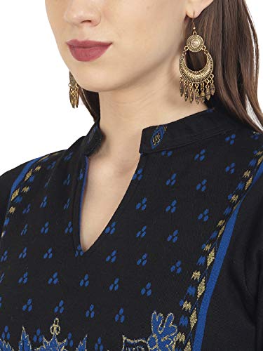 Image of Rosary Women's Winter Wear Solid Woolen Warm Straight Kurti with 2 Side Pockets