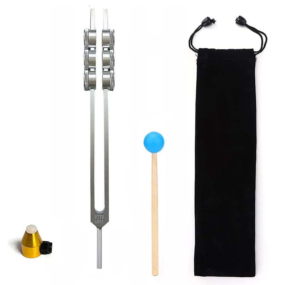 NEWFUN Diapason Therapeutique,Diapason 32 Hz, Diapason en aluminium avec marteau Outil de diagnostic de santé, idéal pour la thérapie, pour la thérapie des chakras,la ThéRapie par le Son