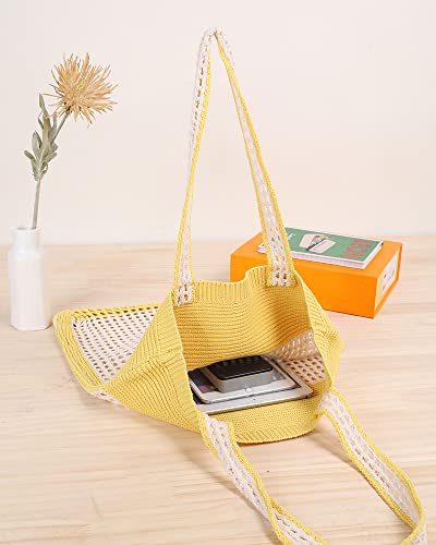 Image of ENBEI Beach Bag Crochet Tote bag for Women,Aesthetic Boho Large Bag,Foldable&Lightweight,Shopping,Beach,Travel,Daily Use