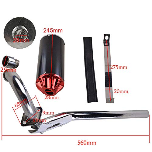 Flypig Black/Red High Performance Aftermarket Racing Muffler Exhaust Pipe System Kit For Honda Xr50 Crf50 Xr Crf 50 Chinese 70 110 125Cc Sdg Taotao Coolster Pit Bike Ex16 Pit Dirt Bikes #TOP1