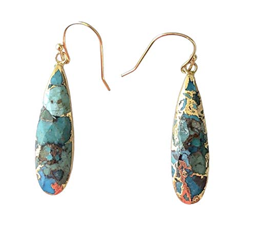 Boucles d'oreilles goutte turquoise en argent 925 et pierre fine
