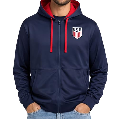 Icon Sports US Soccer USMNT Full Zip Hoodie | Sideline Navy Medium