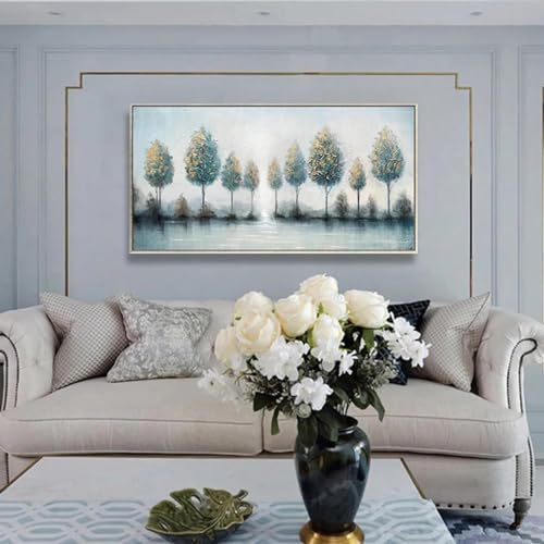 Peinture murale bleue pour salon afin d'habiller un grand mur vide