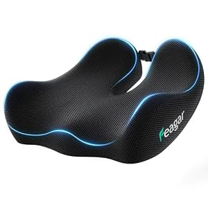 Feagar Sciatica & Tailbone Pain Relief Seat Cushion – Extra Thick Memory Foam Office Chair Cushion with Non-Slip Bottom, Coccyx Cushion for Desk Chair, Wheelchair